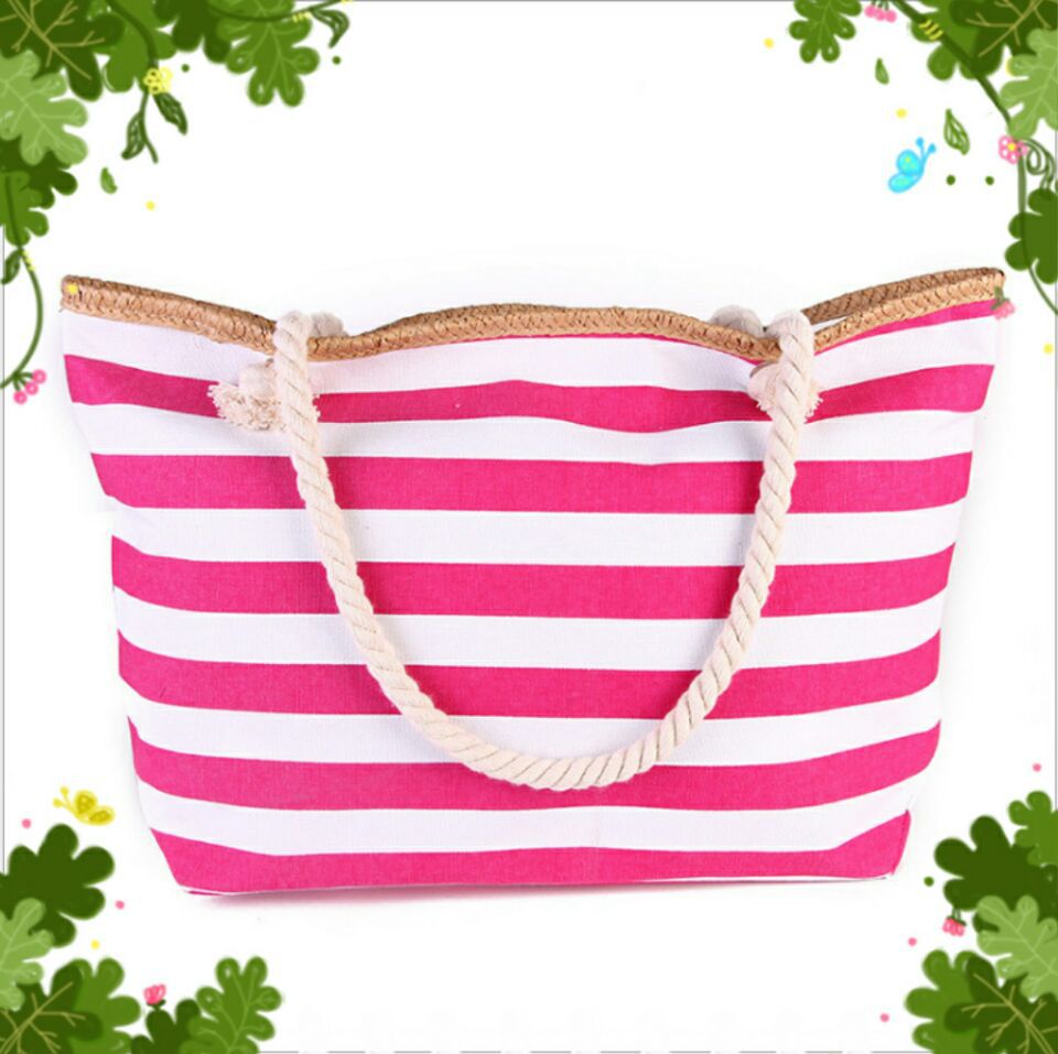 Gestreifte Mori Damen-Einkaufstasche Strandtasche bylotrend