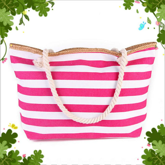 Gestreifte Mori Damen-Einkaufstasche Strandtasche bylotrend