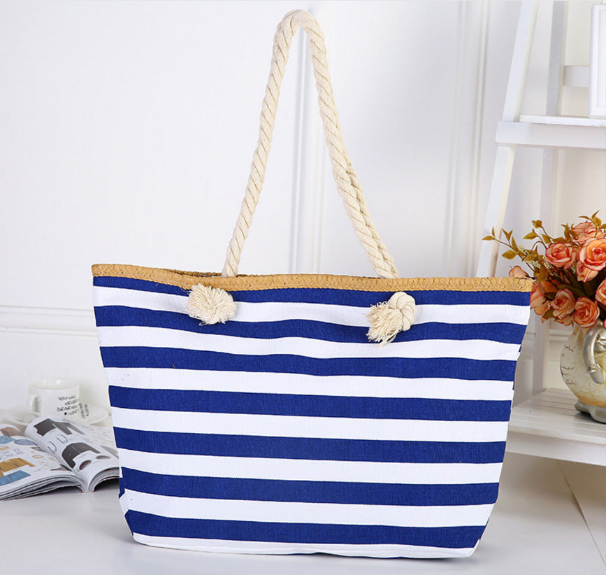 Gestreifte Mori Damen-Einkaufstasche Strandtasche bylotrend
