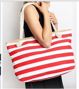 Gestreifte Mori Damen-Einkaufstasche Strandtasche bylotrend