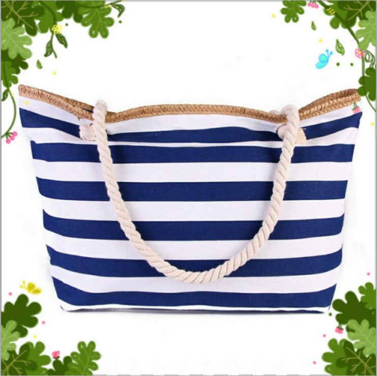 Gestreifte Mori Damen-Einkaufstasche Strandtasche bylotrend
