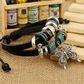 Großes Schmetterlings-Anhänger-Lederarmband Perlenarmband aus Leder bylotrend
