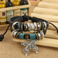 Großes Schmetterlings-Anhänger-Lederarmband Perlenarmband aus Leder bylotrend