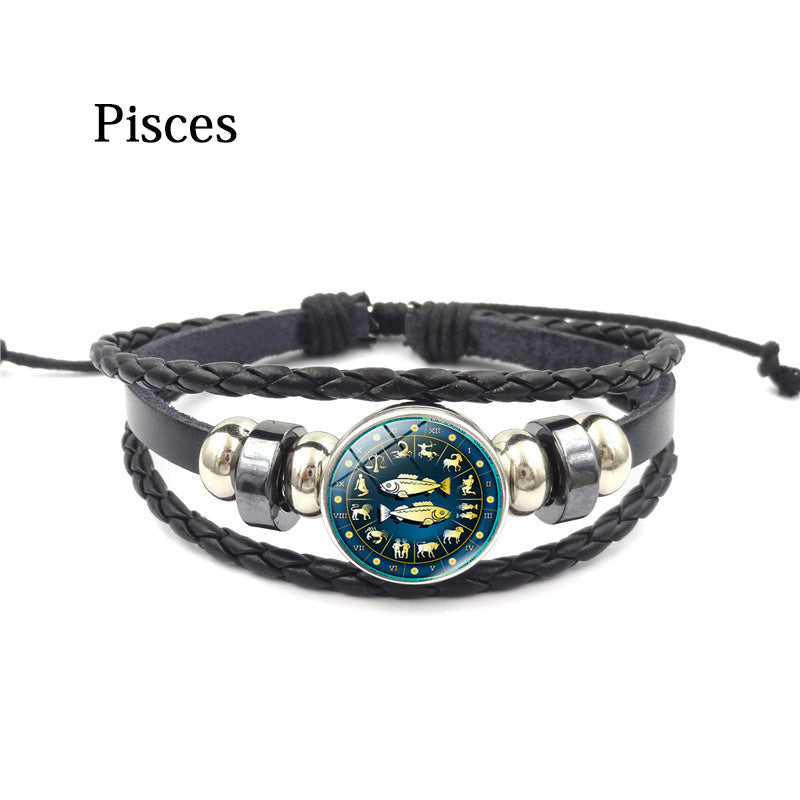 Herren Armband Leder Sternzeichen bylotrend