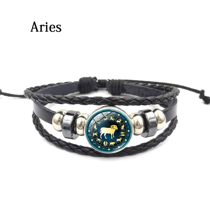 Herren Armband Leder Sternzeichen bylotrend