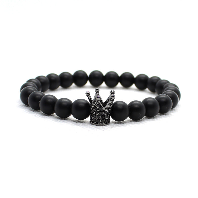 Herren Armband Schwarz Krone bylotrend