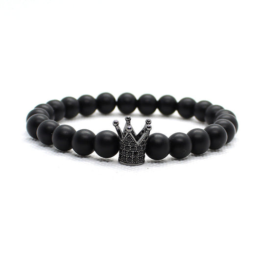 Herren Armband Schwarz Krone bylotrend