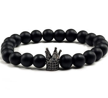 Herren Armband Schwarz Krone bylotrend