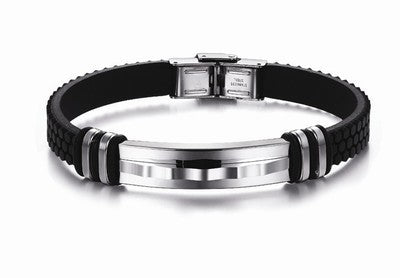 Herren Lederarmband 22cm Edelstahl bylotrend