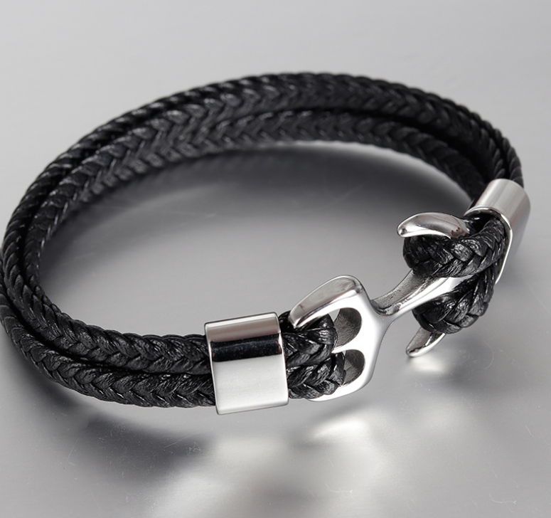 Herren Lederarmband Anker bylotrend