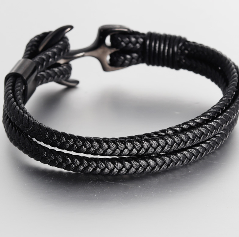 Herren Lederarmband Anker bylotrend
