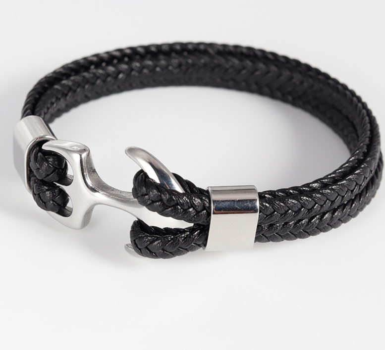 Herren Lederarmband Anker bylotrend
