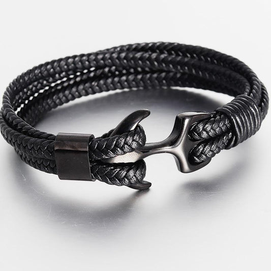 Herren Lederarmband Anker bylotrend