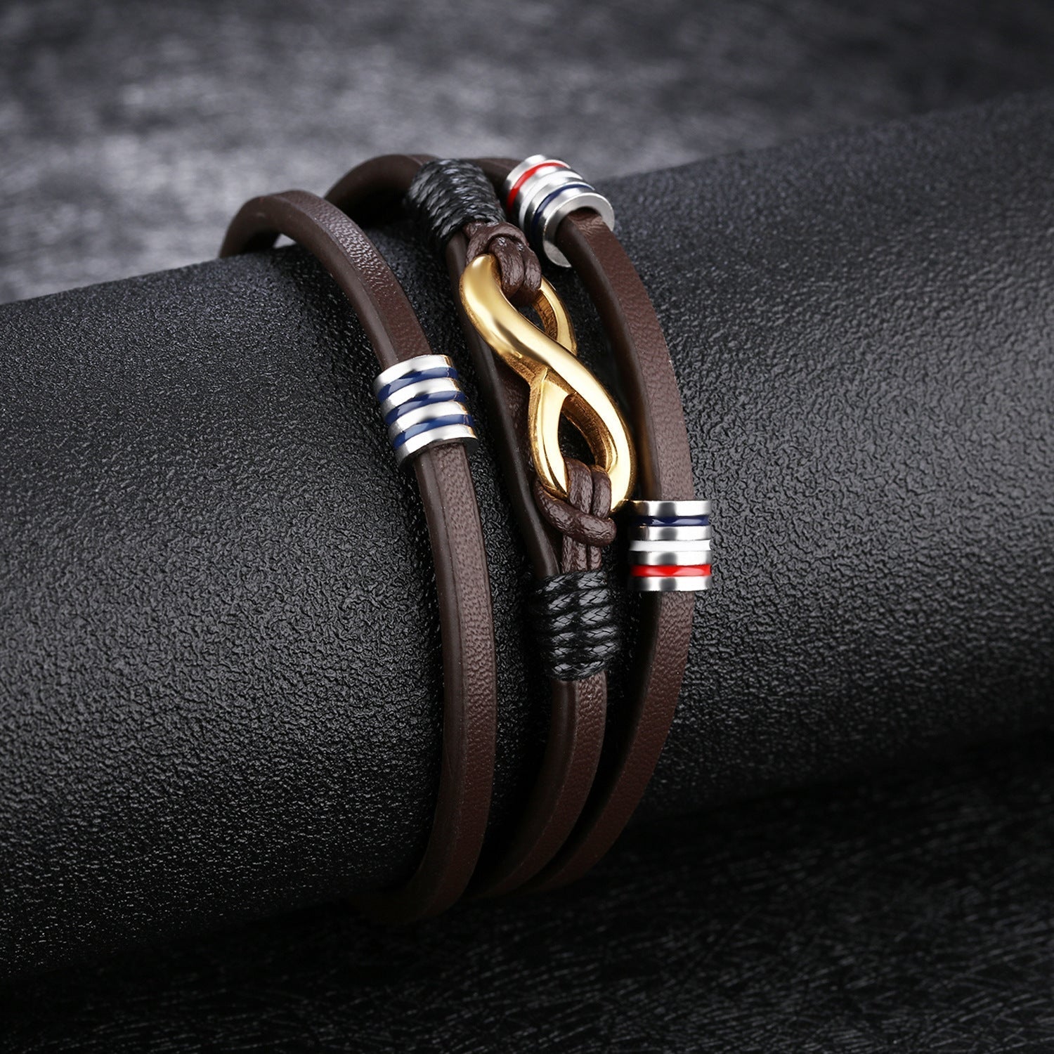 Herren Lederarmband Braun Infinity bylotrend