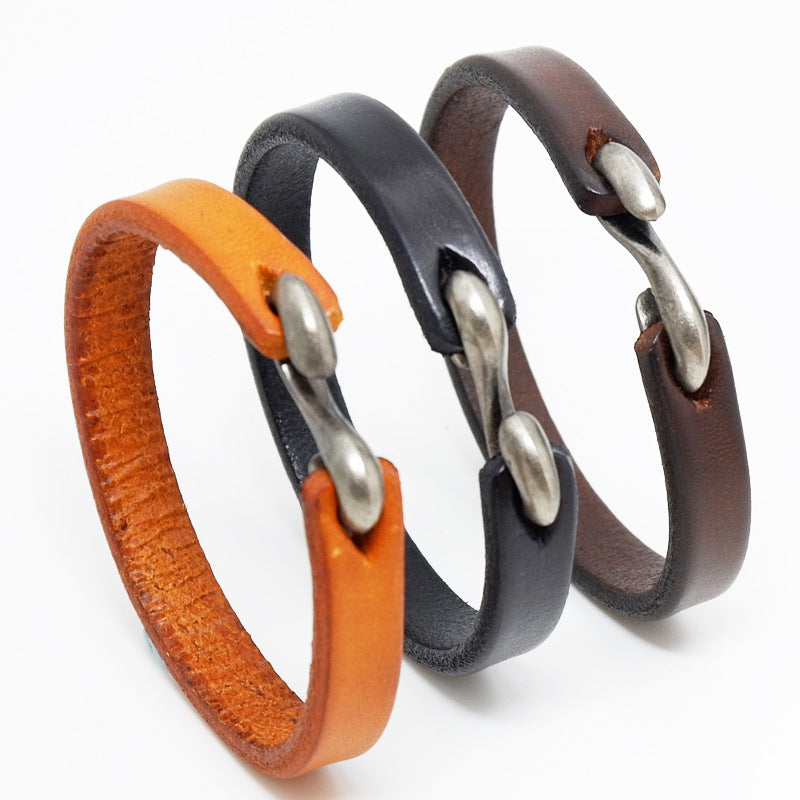 Herren Lederarmband Braun-Orange-Schwarz bylotrend