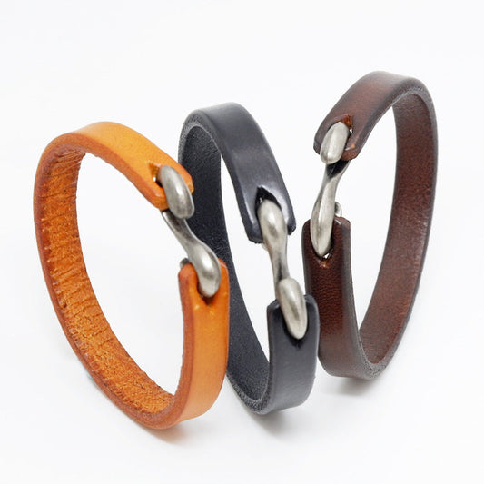 Herren Lederarmband Braun-Orange-Schwarz bylotrend