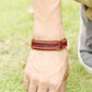 Herren Lederarmband Braun Retro bylotrend