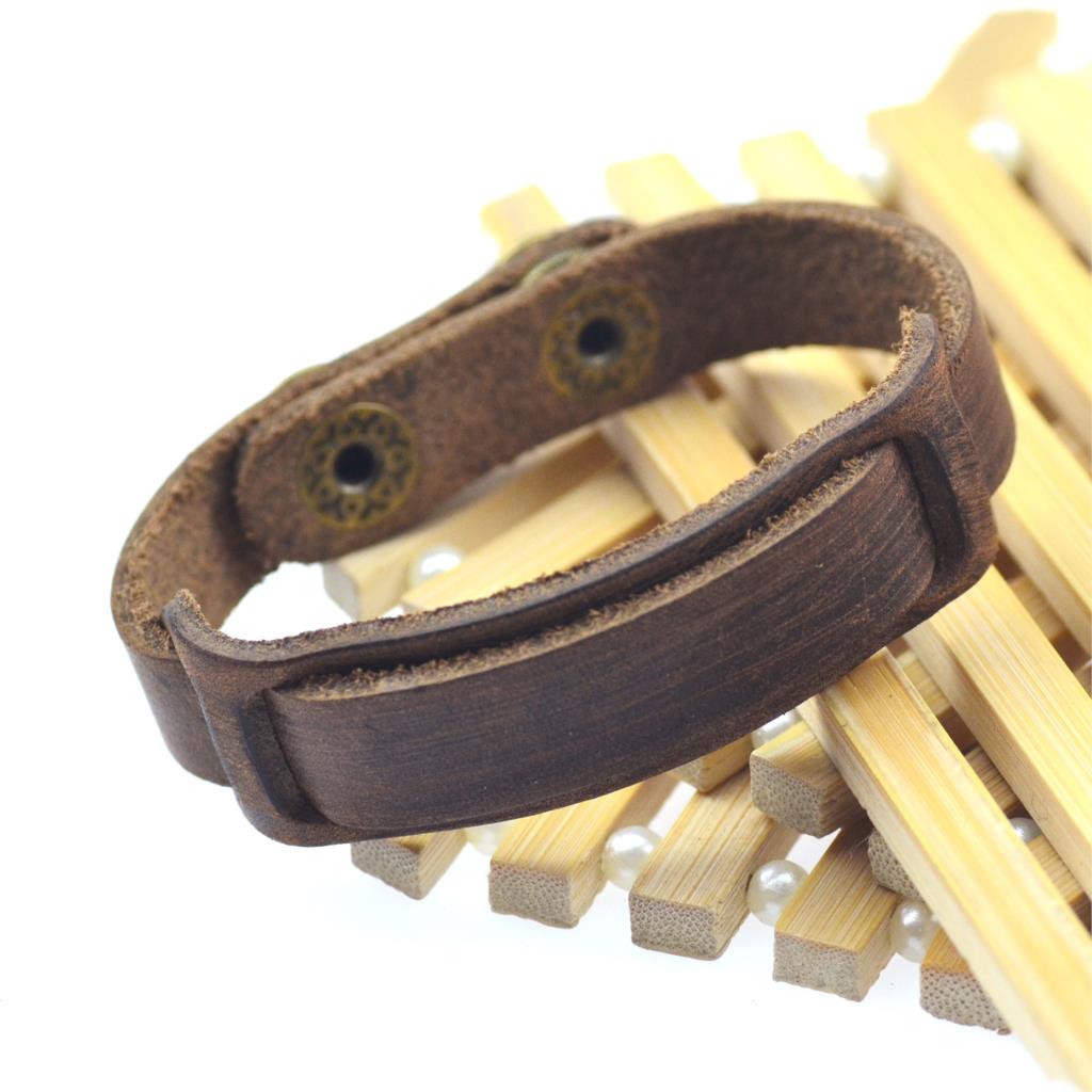 Herren Lederarmband Braun Retro bylotrend