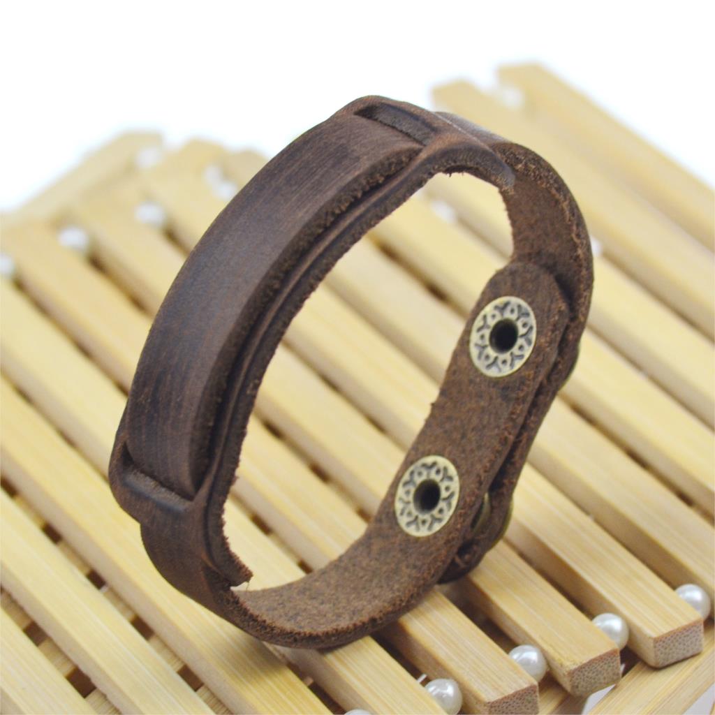Herren Lederarmband Braun Retro bylotrend