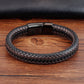 Herren Lederarmband Geflochten Braun Edelstahl bylotrend