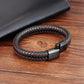 Herren Lederarmband Geflochten Braun Edelstahl bylotrend