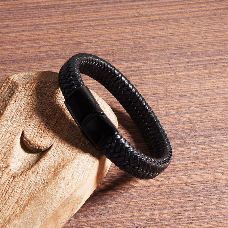 Herren Lederarmband Geflochten-Männer Armband bylotrend