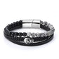 Herren Lederarmband Geflochten Schwarz bylotrend