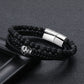 Herren Lederarmband Geflochten Schwarz bylotrend