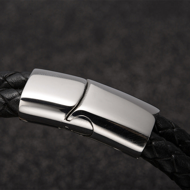 Herren Lederarmband Geflochten Silber Gold bylotrend