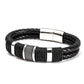 Herren Lederarmband Geflochten Silber Gold bylotrend