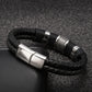 Herren Lederarmband Geflochten Silber Gold bylotrend