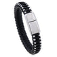 Herren Lederarmband Gewebt Magnetschnalle Schwarz bylotrend