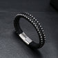 Herren Lederarmband Gewebt Magnetschnalle Schwarz bylotrend