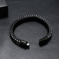 Herren Lederarmband Gewebt Magnetschnalle Schwarz bylotrend