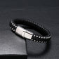 Herren Lederarmband Gewebt Magnetschnalle Schwarz bylotrend