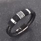 Herren Lederarmband Gewebt Schwarz bylotrend