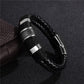 Herren Lederarmband Gewebt Schwarz bylotrend