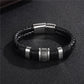 Herren Lederarmband Gewebt Schwarz bylotrend