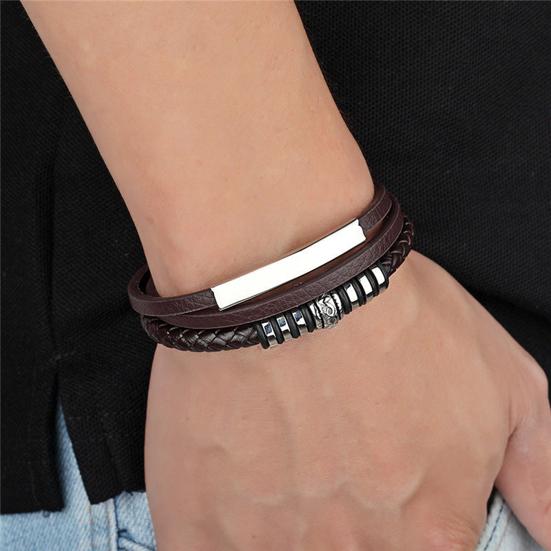 Herren Lederarmband Gewebt bylotrend