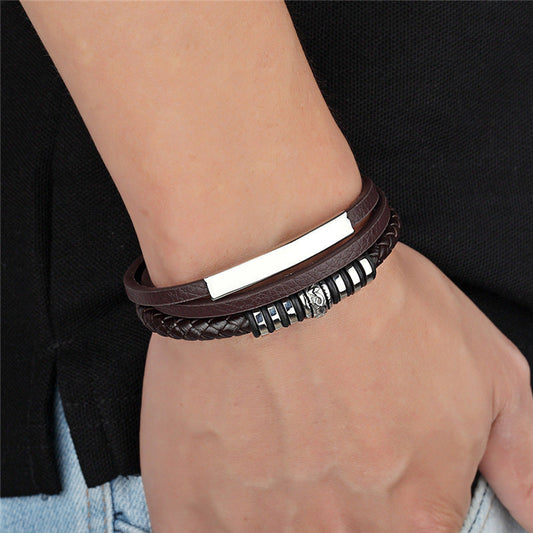 Herren Lederarmband Gewebt bylotrend