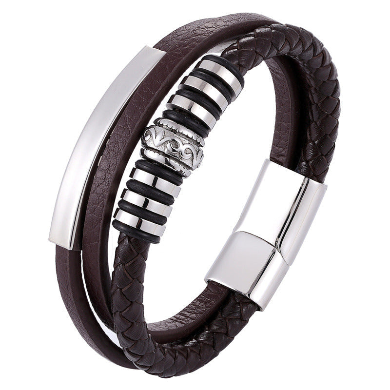 Herren Lederarmband Gewebt bylotrend