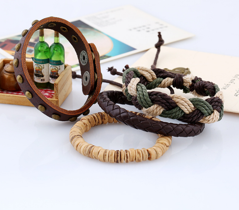 Herren Lederarmband Gewebt bylotrend