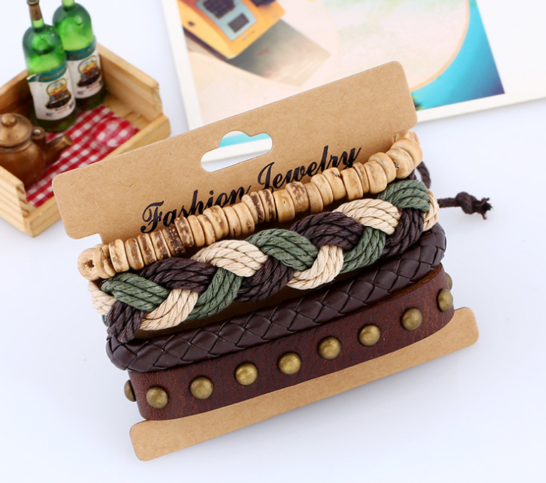 Herren Lederarmband Gewebt bylotrend