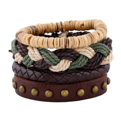 Herren Lederarmband Gewebt bylotrend