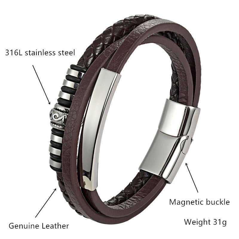 Herren Lederarmband Gewebt bylotrend