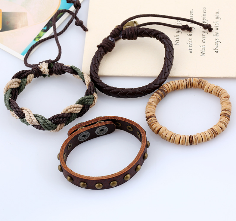Herren Lederarmband Gewebt bylotrend