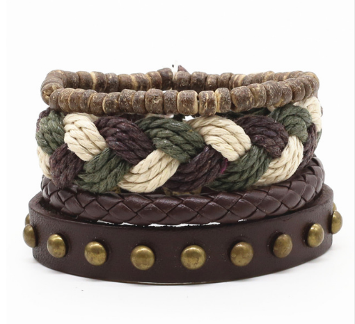 Herren Lederarmband Gewebt bylotrend
