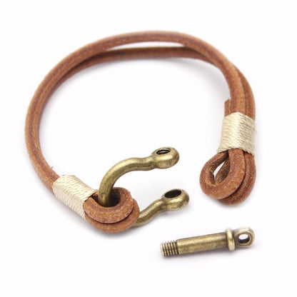 Herren Lederarmband Hufeisen Kaki bylotrend