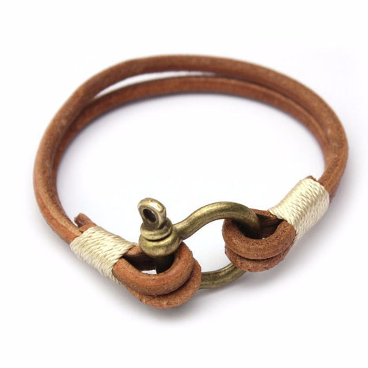 Herren Lederarmband Hufeisen Kaki bylotrend
