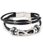 Herren Lederarmband Infinity Unendlichkeit Schwarz Braun bylotrend